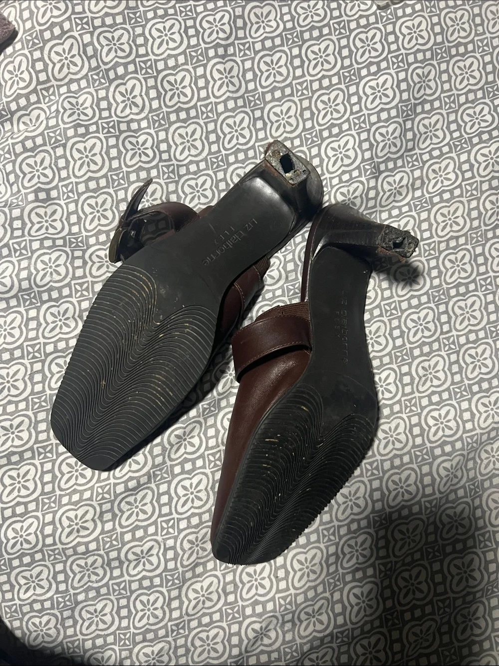Liz Claiborne Dark Brown Leather Buckle Mules - Picture 4 of 4